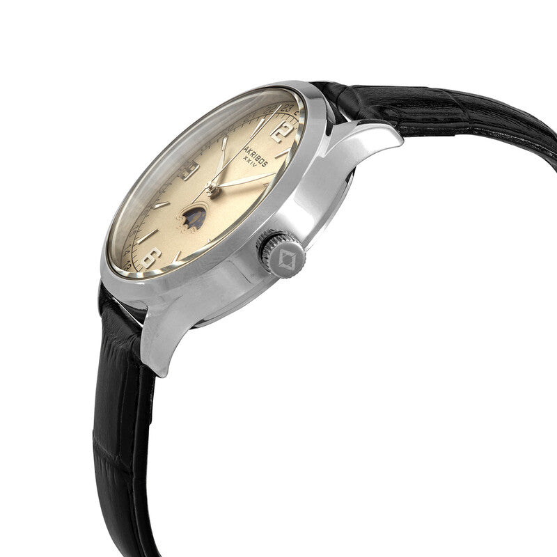 Akribos Champagne Dial Black Leather Men's Watch