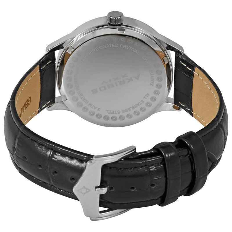 Akribos Champagne Dial Black Leather Men's Watch