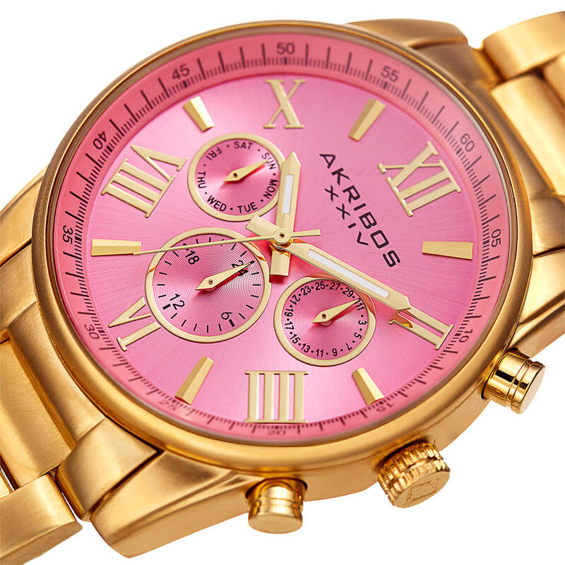 Ador Quartz Pink Dial Ladies Watch