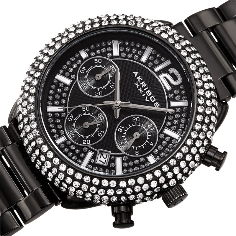 Chronograph Quartz Crystal Black Dial Men's Watch