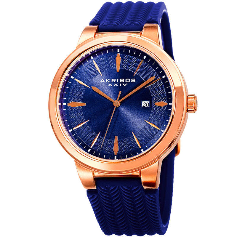 Quartz Blue Dial Blue Silicone Men's Watch