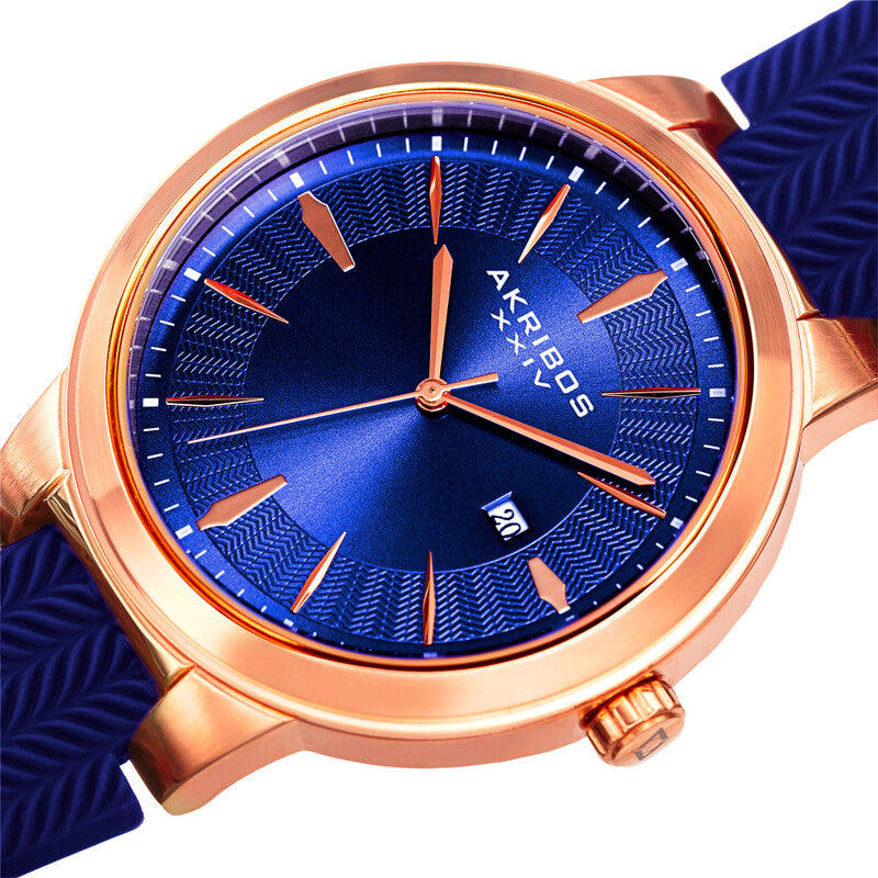 Quartz Blue Dial Blue Silicone Men's Watch