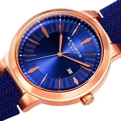 Quartz Blue Dial Blue Silicone Men's Watch