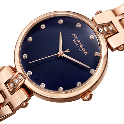 Quartz Crystal Blue Dial Ladies Watch