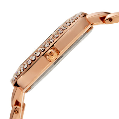 Quartz Diamond Crystal Rose Dial Ladies Watch