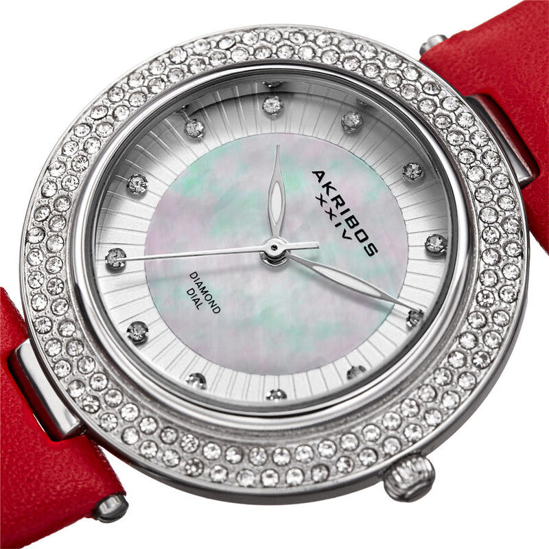 Quartz Diamond Crystal White Dial Ladies Watch