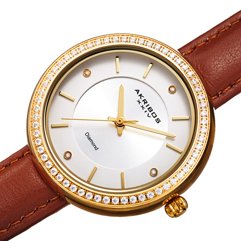 Quartz Diamond Crystal White Dial Ladies Watch