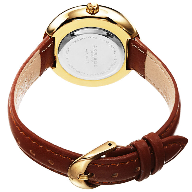 Quartz Diamond Crystal White Dial Ladies Watch
