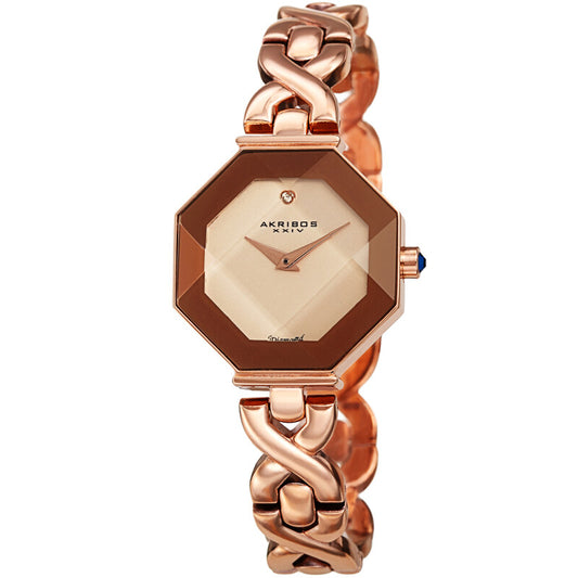 Quartz Diamond Rose Gold Dial Ladies Watch