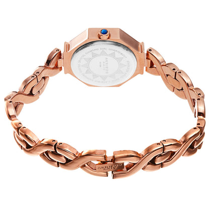 Quartz Diamond Rose Gold Dial Ladies Watch