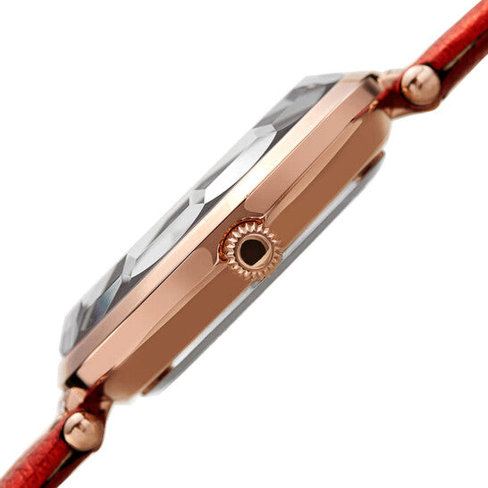 Quartz White Dial Red Leather Ladies Watch