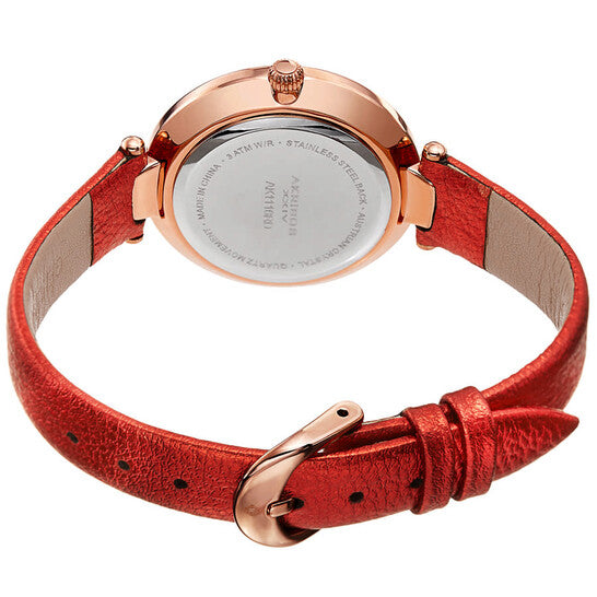 Quartz White Dial Red Leather Ladies Watch