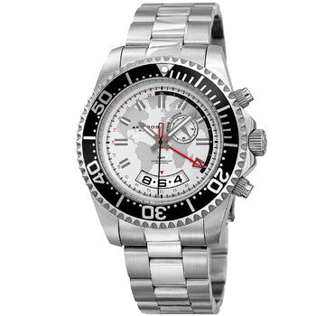 Silver and White Dial GMT Stainless Steel Men's Watch