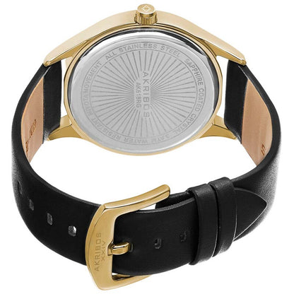 Silver Dial Black Leather Men's Watch