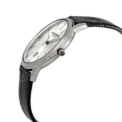 Silver Dial Black Leather Quartz Men's Watch