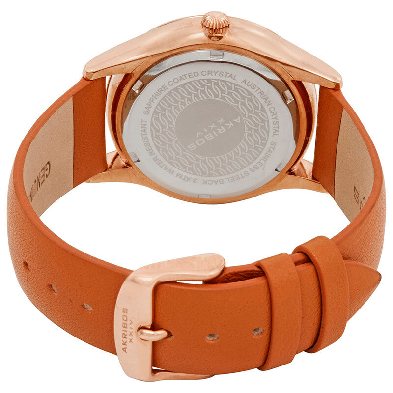 Silver Dial Tangerine Leather Ladies Watch