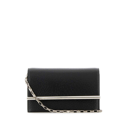 Black Leather Mini Cross-Bar Clutch