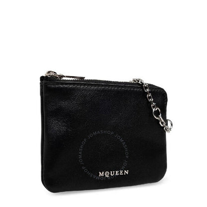 Alexander Mcqueen, Black / Silver Ladies Leather Sling Card Holder