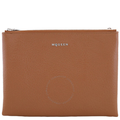 Alexander Mcqueen, Ladies Pecan / Silver Logo-Plaque Clutch