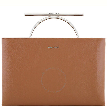Alexander Mcqueen, Pecan / Silver Ladies Cross-Bar Clutch