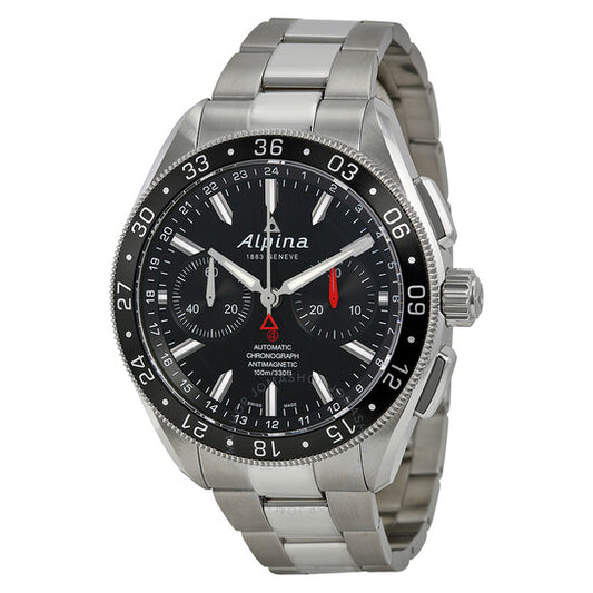 Alpina, 4 Chronograph Automatic Black Dial Steel Men's Watch