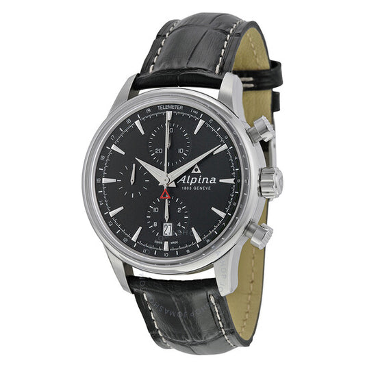 Alpina, Alpiner Chronograph Automatic Black Dial Black Leather Men's Watch