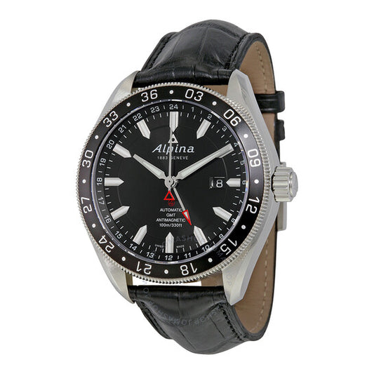 Alpina, Alpiner GMT 4 Automatic Black Dial Black Leather Men's Watch