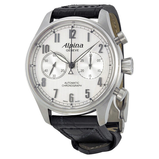 Alpina, Automatic Chronograph Silver Dial Black Leather Men's Watch 860SC4S6