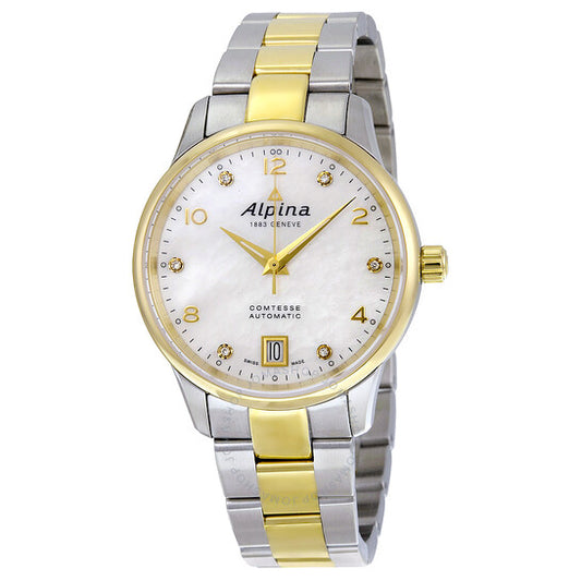 Alpina, Comtesse Automatic White Mother of Pearl Dial Two-tone Ladies Watch