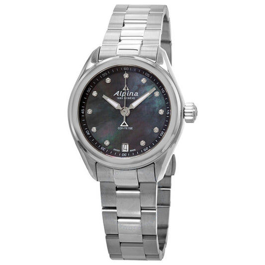 Alpina, Comtesse Diamond Black Mother of Pearl Dial Ladies Watch