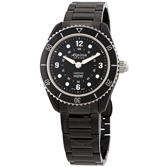 Alpina, Comtesse Horological Alarm World Time Quartz Black Dial Ladies Watch