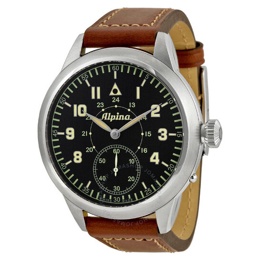 Alpina, Heritage MK II Pilot Black Dial Brown Leather Men's Watch