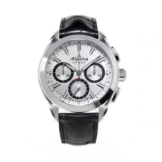 Alpina, Manufacture 4 Flyback Chronograph Silvered Sunray Dial Automatic Black Leather Men's Watch