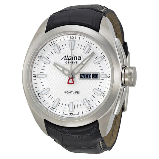 Alpina, Nightlife Club Silver Dial Black Black Leather Men's Watch AL242S4RC6