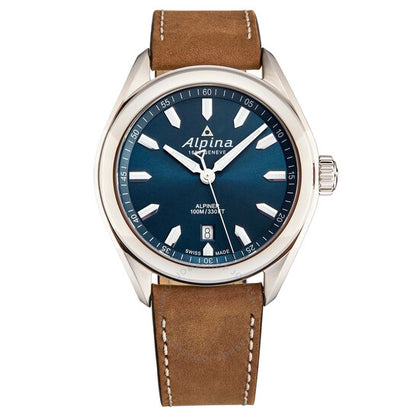 Alpina, Quartz Blue Dial Brown Leather Men's Watch