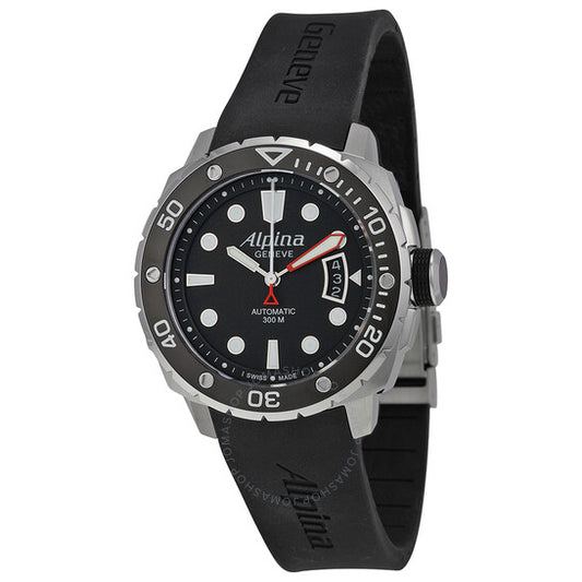 Alpina, Seastrong Diver 300 Automatic Black Dial Rubber Men's Watch