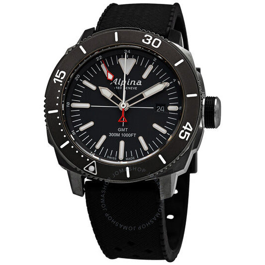 Alpina, Seastrong Diver 300 Meters GMT Black Dial Men's Watch