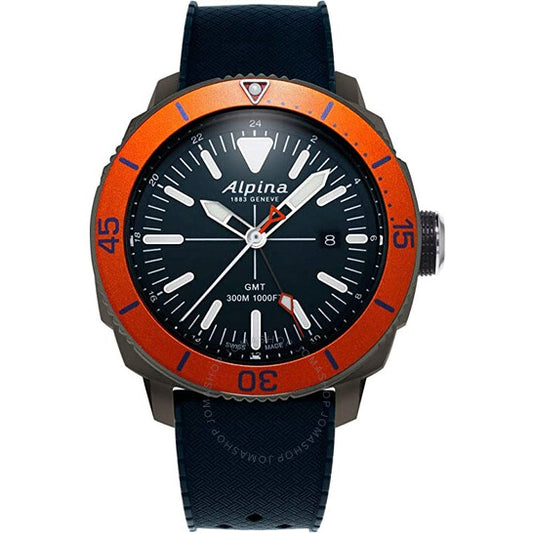 ساعة Alpina Seastrong Diver GMT كوارتز للرجال بمينا أزرق