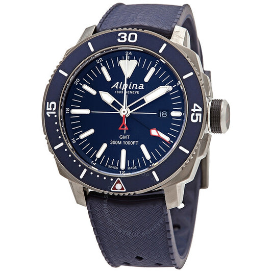 ساعة Alpina Seastrong Diver GMT كوارتز للرجال بمينا أزرق داكن