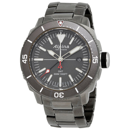 Alpina, Seastrong Diver GMT Titanium PVD Grey Dial Men's Watch