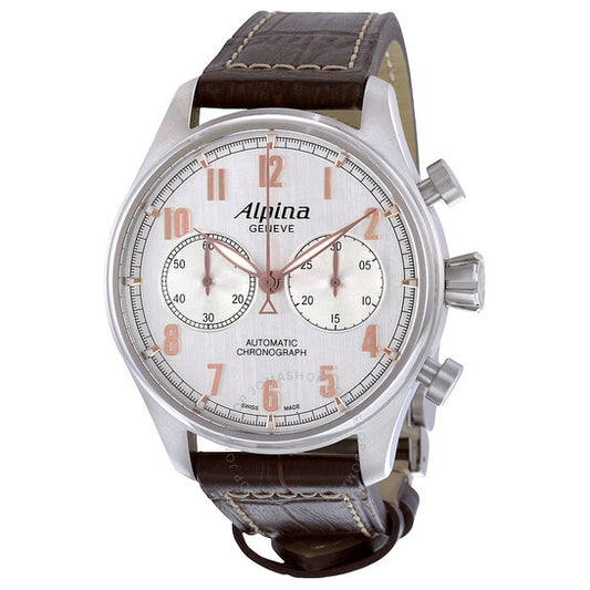 Alpina, Startimer Classics Chronograph Silver Dial Leather Men's Watch AL860SCR4S6