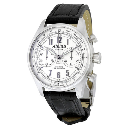 Alpina, Startimer Classics Automatic Chronograph Silver Dial Men's Leather Watch AL860SCP4S6
