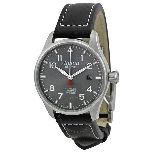 Alpina, Startimer Pilot Automatic Grey Dial Black Leather Men's Watch
