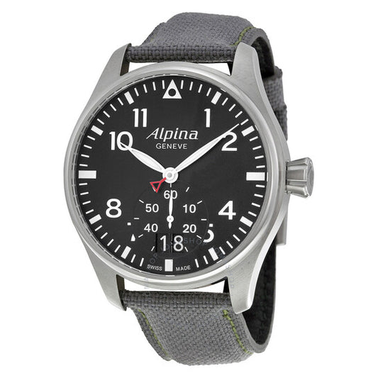 Alpina, Startimer Pilot Black Dial Grey Fabric Men's Watch