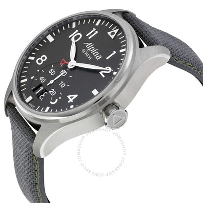 Alpina, Startimer Pilot Black Dial Grey Fabric Men's Watch