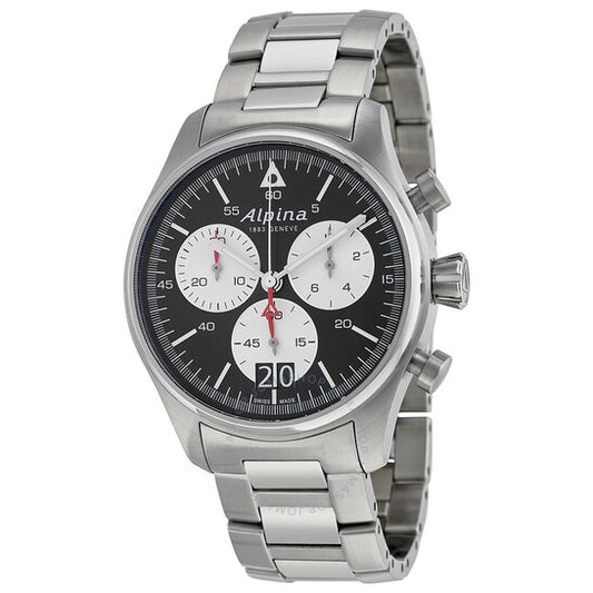 Alpina, Startimer Pilot Chronograph Big Date Black Dial Stainless Steel Men's Quartz Watch