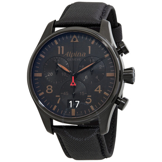 Alpina, Startimer Pilot Chronograph Quartz Black Dial Men's Watch