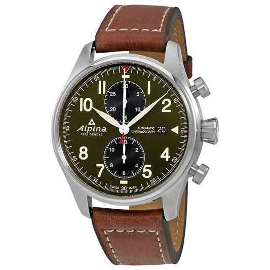 Alpina, Startimer Pilot Matte Military Green Dial Automatic Men's Chronograph Watch