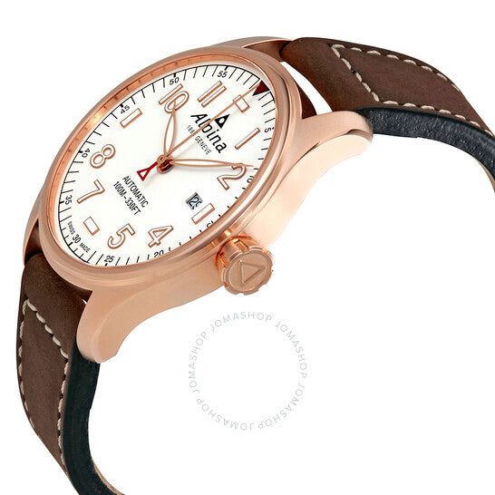 Alpina, Startimer Pilot White Dial Automatic Men's Leather Watch