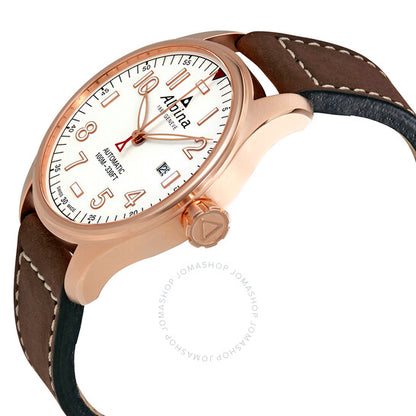 Alpina, Startimer Pilot White Dial Automatic Men's Leather Watch